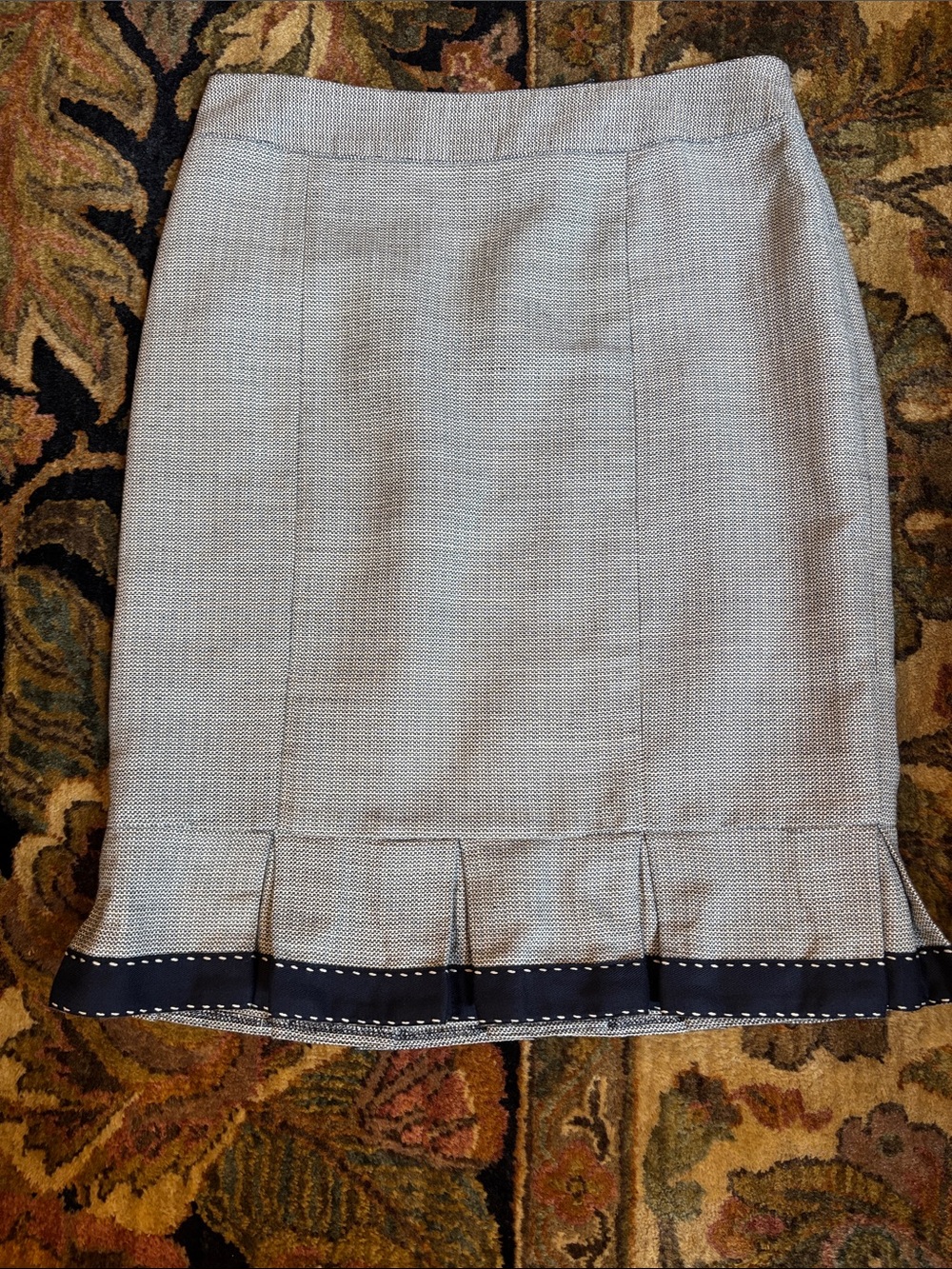 Classic Nanette Lepore Two-Piece Navy Tweed Womens Suit Jacket & Skirt - Picture 4 of 6